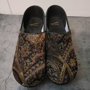 DANSKO Professional Velvet Paisley Tapestry Vegan Clogs Slip-on Shoes